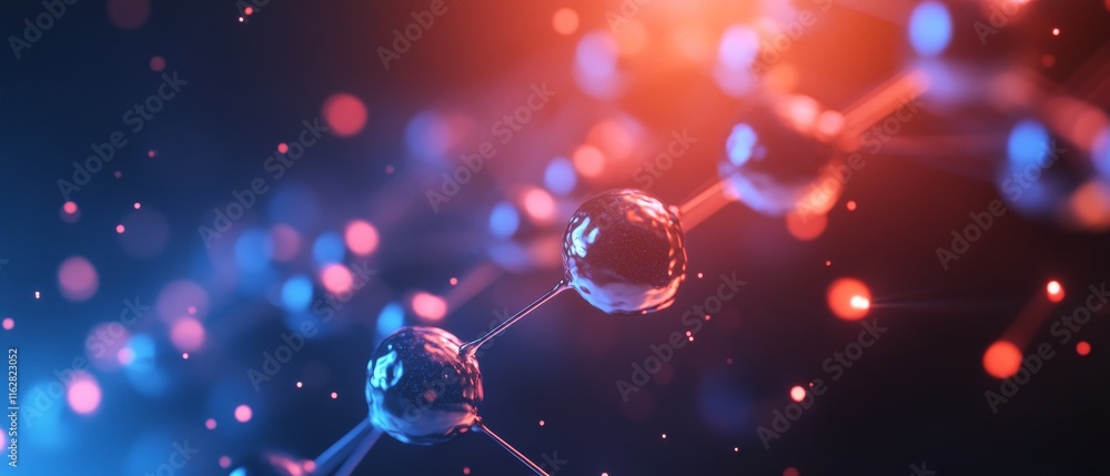 Poster abstract representation of molecular structures with vibrant colors illustrating the intricate world