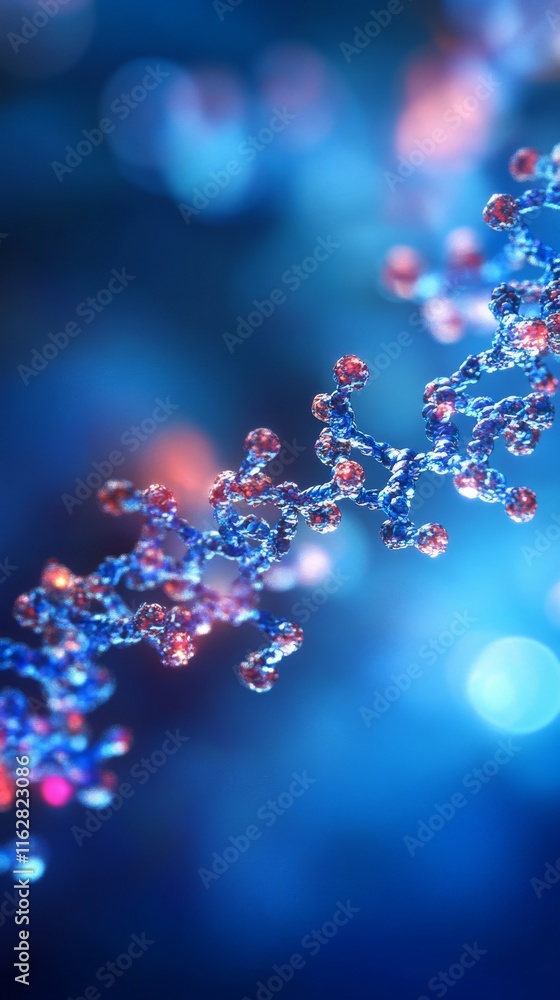 Poster abstract representation of molecular structures with colorful light effects, illustrating the beauty