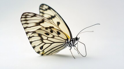 Obraz premium A close-up shot of a butterfly sitting on a white surface, perfect for illustrating stories or adding visual interest to presentations