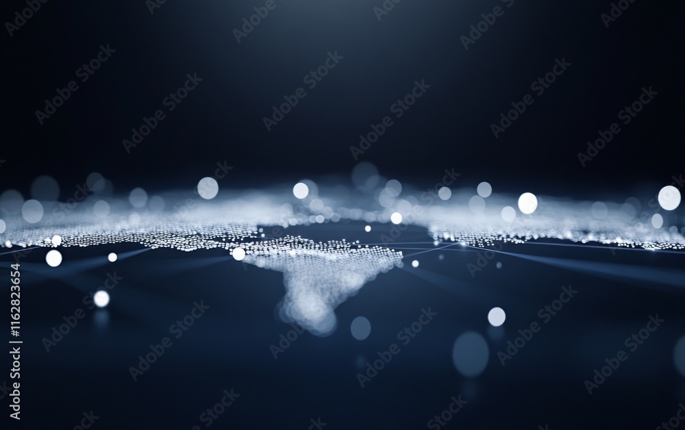 Poster an abstract illustration of shimmering particles creating depth and dimension, ideal for backgrounds