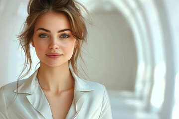 Portrait of a young beautiful women in business clothes.