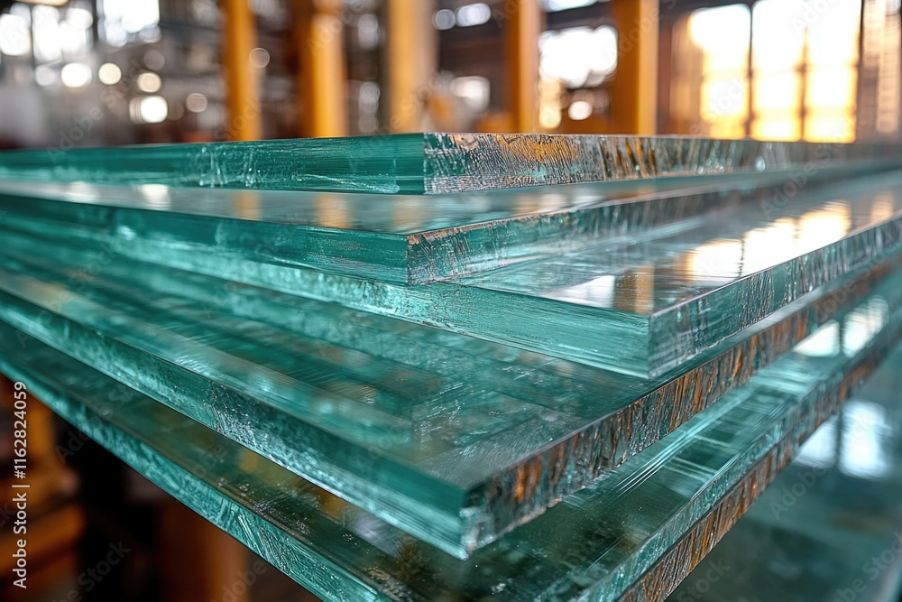 Aufkleber a close-up shot of a stack of glass objects, possibly used as decorative or functional items
