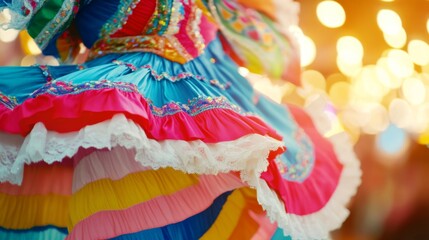 Fototapeta premium Colorful Dancer Costumes at Festival with Soft Lighting