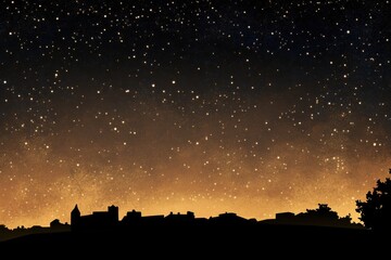 Fototapeta premium Stunning Stylized Urban Skyline Silhouette Against a Subtle Starry Night Sky, Capturing Unique Contrast and Light, Perfect for Contemporary Illustrations and Backdrops