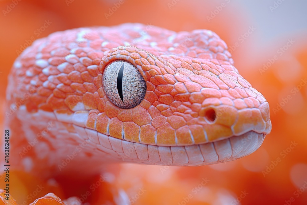 Aufkleber a close-up shot of a snake's face surrounded by oranges, perfect for use as a unique design element 
