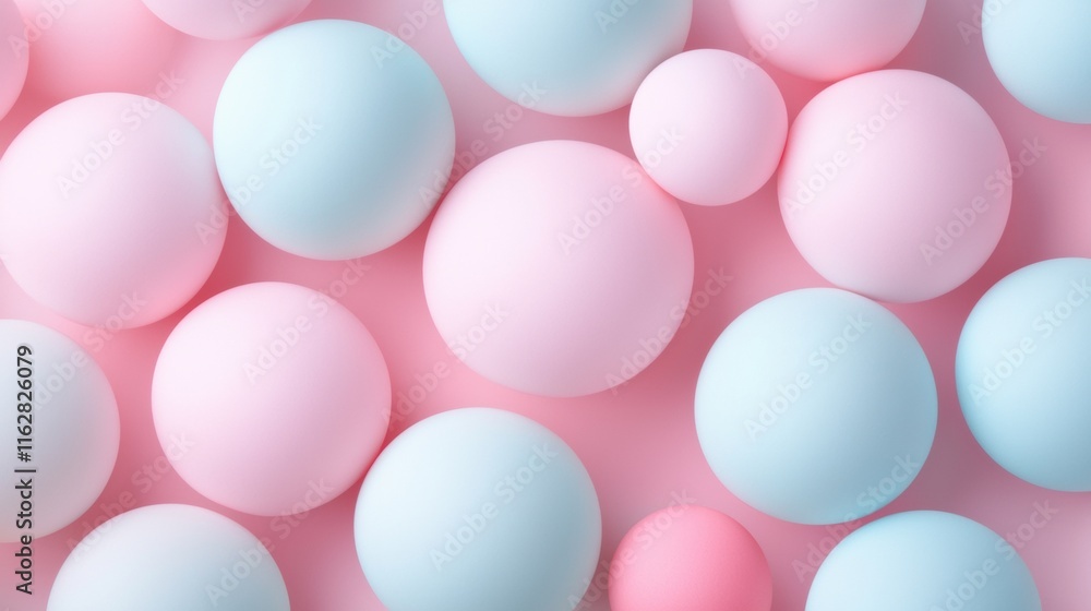 Poster a pink and blue background with many small round objects