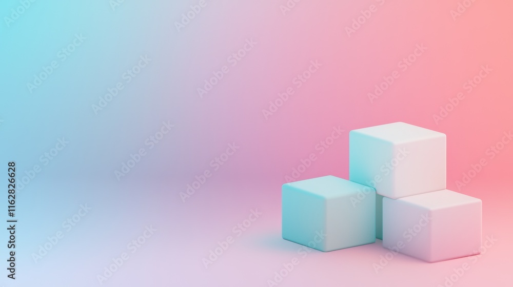 Aufkleber a three-sided cube structure is on a pink background