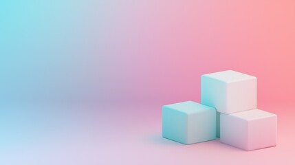 Obraz premium A three-sided cube structure is on a pink background