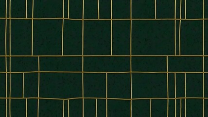"Simple gold lines on a dark green background."

