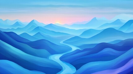 Misty Mountains and Winding Rivers at Dawn