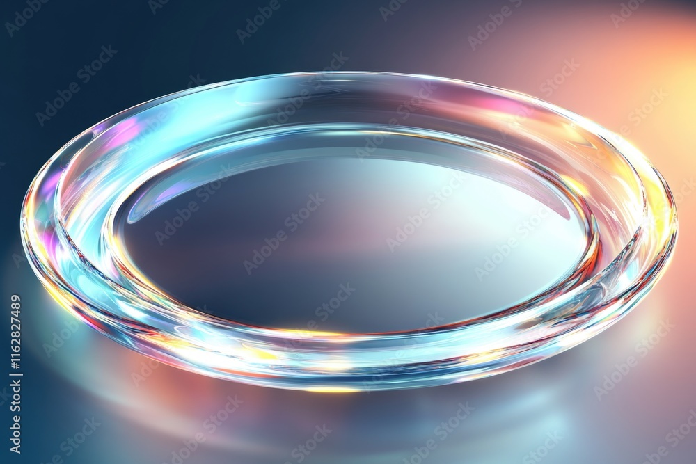 Poster a clear glass object featuring a circular pattern or design
