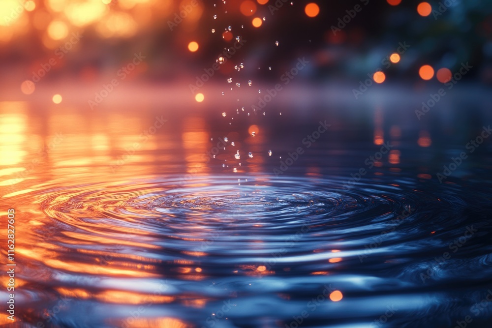 Aufkleber a close-up image of a single water drop floating on the surface of the water