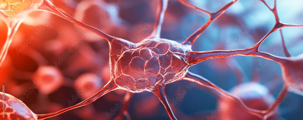 Poster close-up view of neurons, showcasing complex structures and connections, highlighting the beauty of 