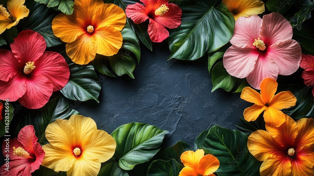 Poster a unique and eye-catching floral design on a dark background