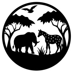 Wildlife Conservation vector silhouette