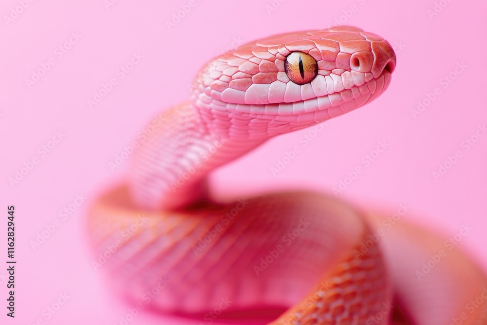 Aufkleber a close-up view of a pink snake on a pink surface, ideal for using as a design element or adding tex