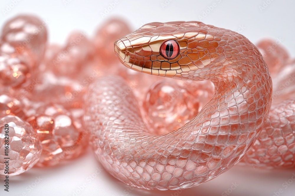 Poster a close-up view of a snake's body on a white background, ideal for use in scientific or educational 