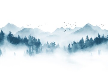 Obraz premium Group of birds soaring through the treetops in a dense forest