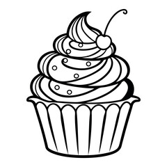 Illustration of cupcake colorpage art design