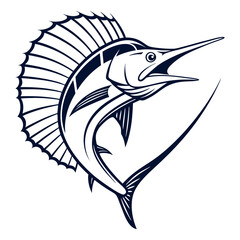 Sailfish Logo Style Vector Illustration.Illustration Of Sailfish Logo Style 