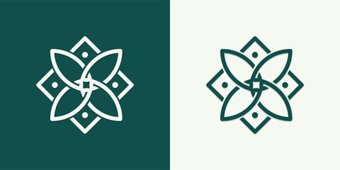 Abstract Luxury Logo. Logo for beauty, fashion, makeup, clothing brands. Elegant green and white logo. Minimalist style vector illustration.