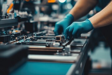 Assembly Line with Intricate Components in Factory