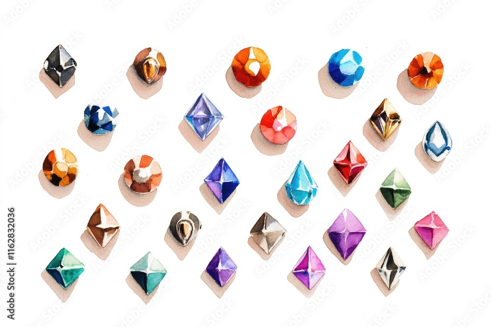 Aufkleber a collection of colorful studs arranged on a white surface