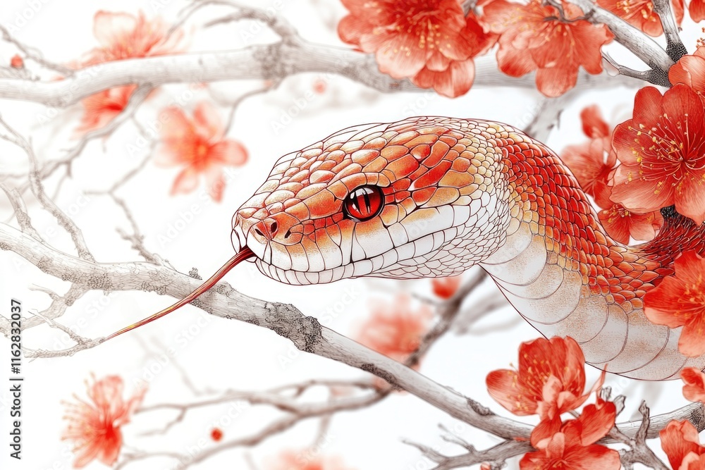 Poster A snake coiled around the branches of a tree