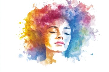 Portrait of a woman with vibrant and colorful hair