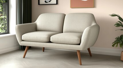 Modern two-seater sofa in a stylish interior setting.
