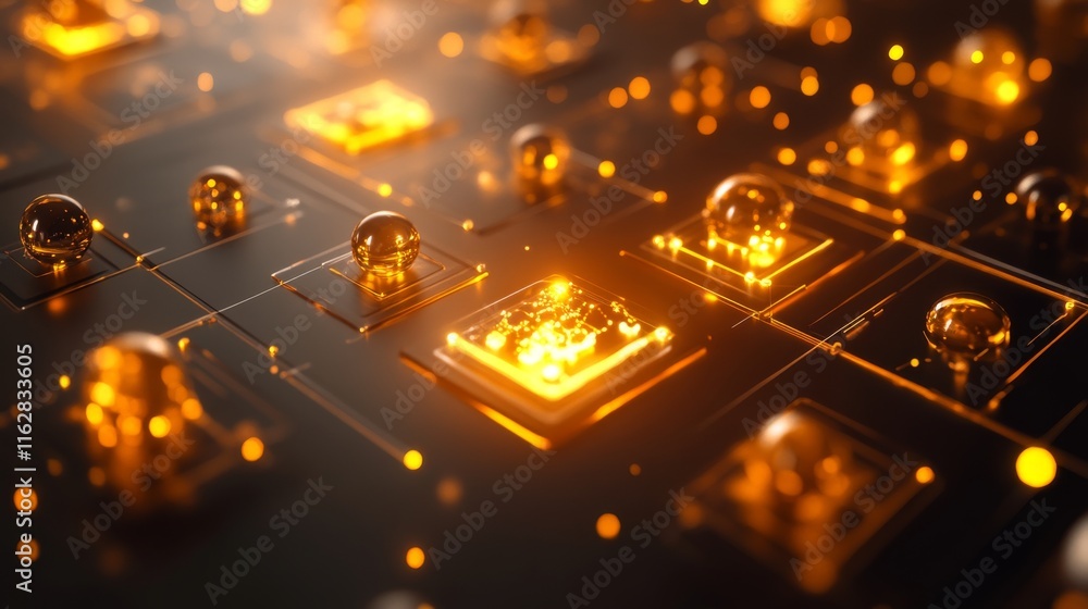 Aufkleber futuristic circuit board design with glowing orange elements representing advanced technology and in