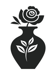 Rose Vase Silhouette vector illustration