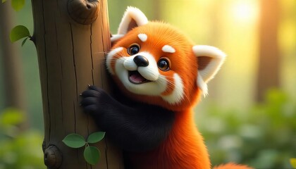 3D character of a cute animal with expressive features, suitable for children's content and games