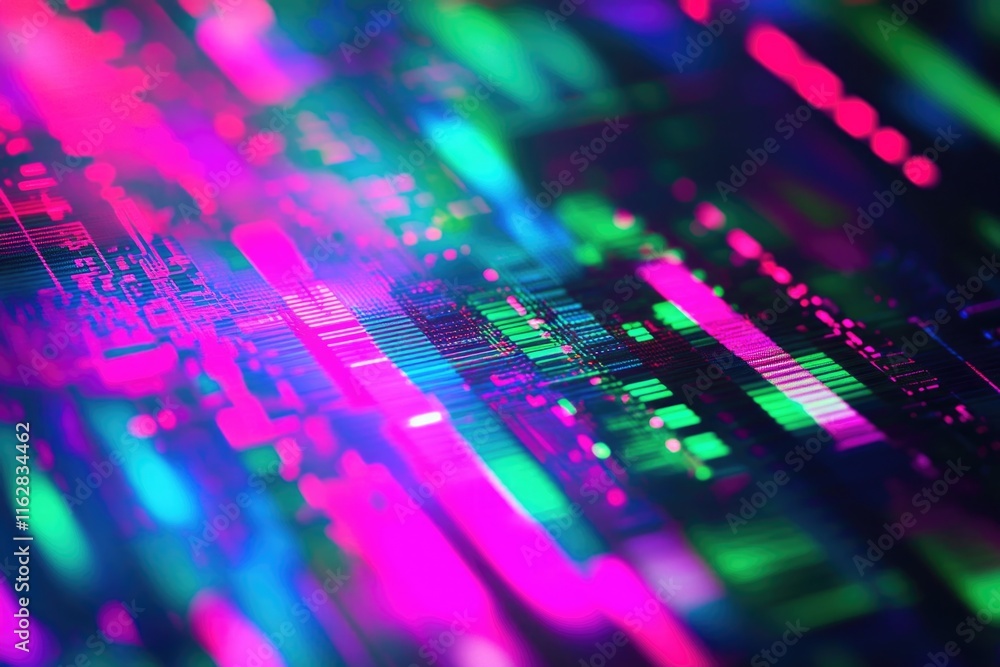 Poster a detailed view of a computer's internal components, featuring wires, chips, and other electronic pa