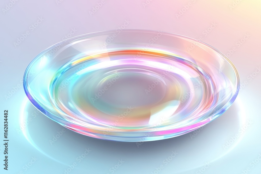 Aufkleber A clear glass plate with a unique circular pattern