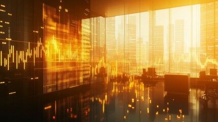 Digital Financial Charts on Office Screen