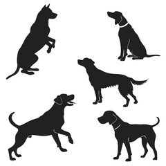 Flat design animals silhouette set,  Silhouettes of a dog,  Dog silhouettes vector,  Collection of dog silhouettes,  Hand drawn animals silhouette set illustration, 