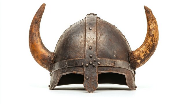 Intricate Viking helmet showcasing historical craftsmanship and culture, perfect for illustrating Norse mythology and ancient warfare.