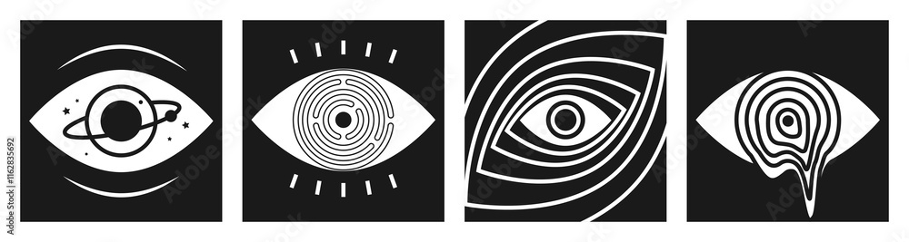 Poster eye pattern. abstract geometric art. minimal graphic shape. vintage hipster color. circle eyeball. p