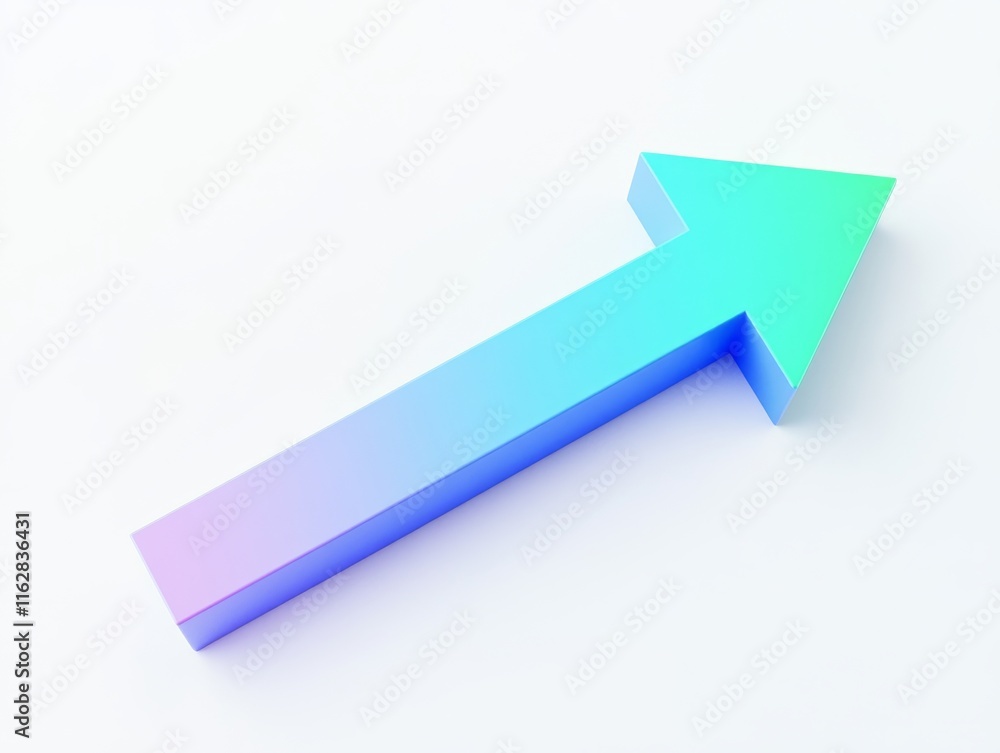 Poster stylish 3d arrow in gradient color representing direction and growth on a minimalist white backgroun