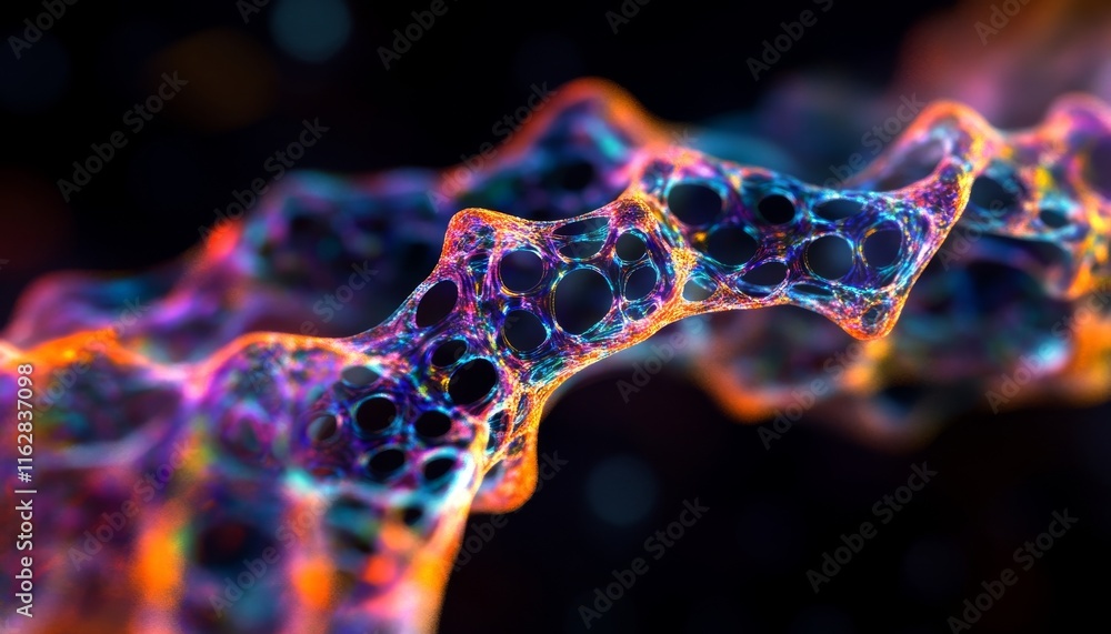 Aufkleber vibrant abstract representation of molecular structures, showcasing intricate details and colorful p