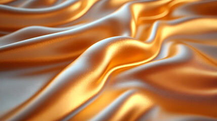 Obraz premium Golden Satin Fabric Shimmering with Smooth Folds and Radiant Light