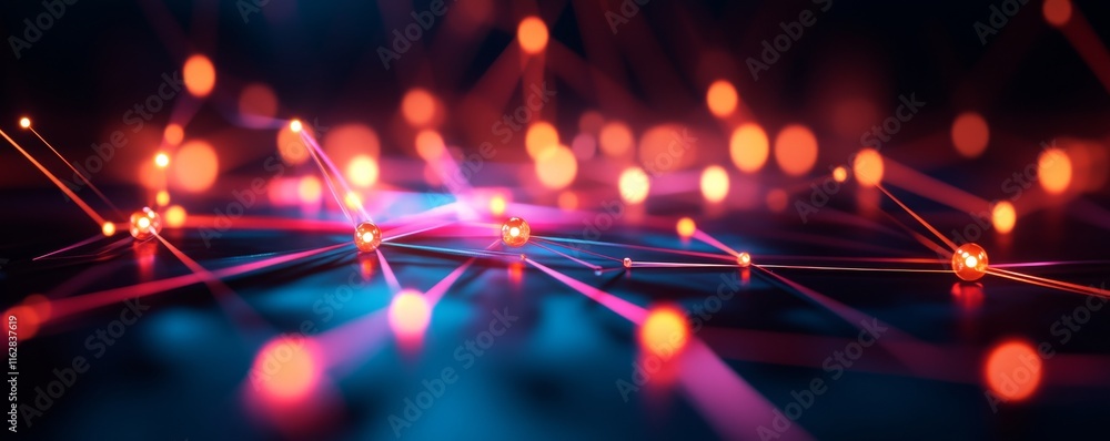 Aufkleber vibrant digital network illustration with glowing lines and dots showcasing the essence of connectiv