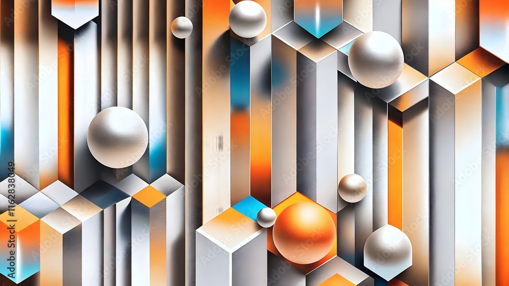 Poster geometric shapes playful interaction colorful textures abstract design