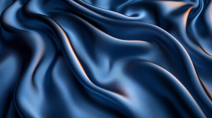 Obraz premium Elegant Navy Blue Silk Fabric Draped with Soft Folds and Subtle Lighting