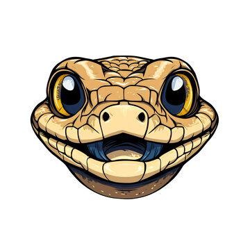 Cartoon snake character design, cute reptile wildlife mascot, funny serpent animal illustration, happy python icon isolated