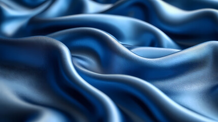 Fototapeta premium Elegant Navy Blue Silk Fabric Draped with Soft Folds and Subtle Lighting