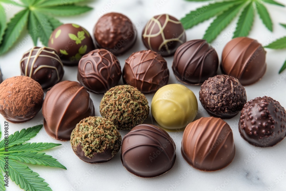 Aufkleber assortment of chocolates on a table surface, perfect for displaying or gifting