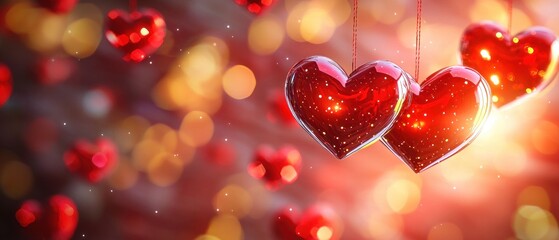 Obraz premium Passionate love celebration heart decorations for a cozy indoor event