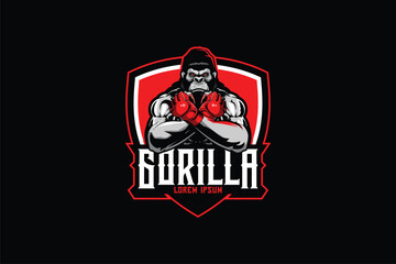 Gorilla boxer badge logo template for boxing club © infernal  kiss